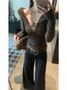 Women's Slim Fit Fur Collar Long Sleeve Top with Tie – Autumn/Winter Chic