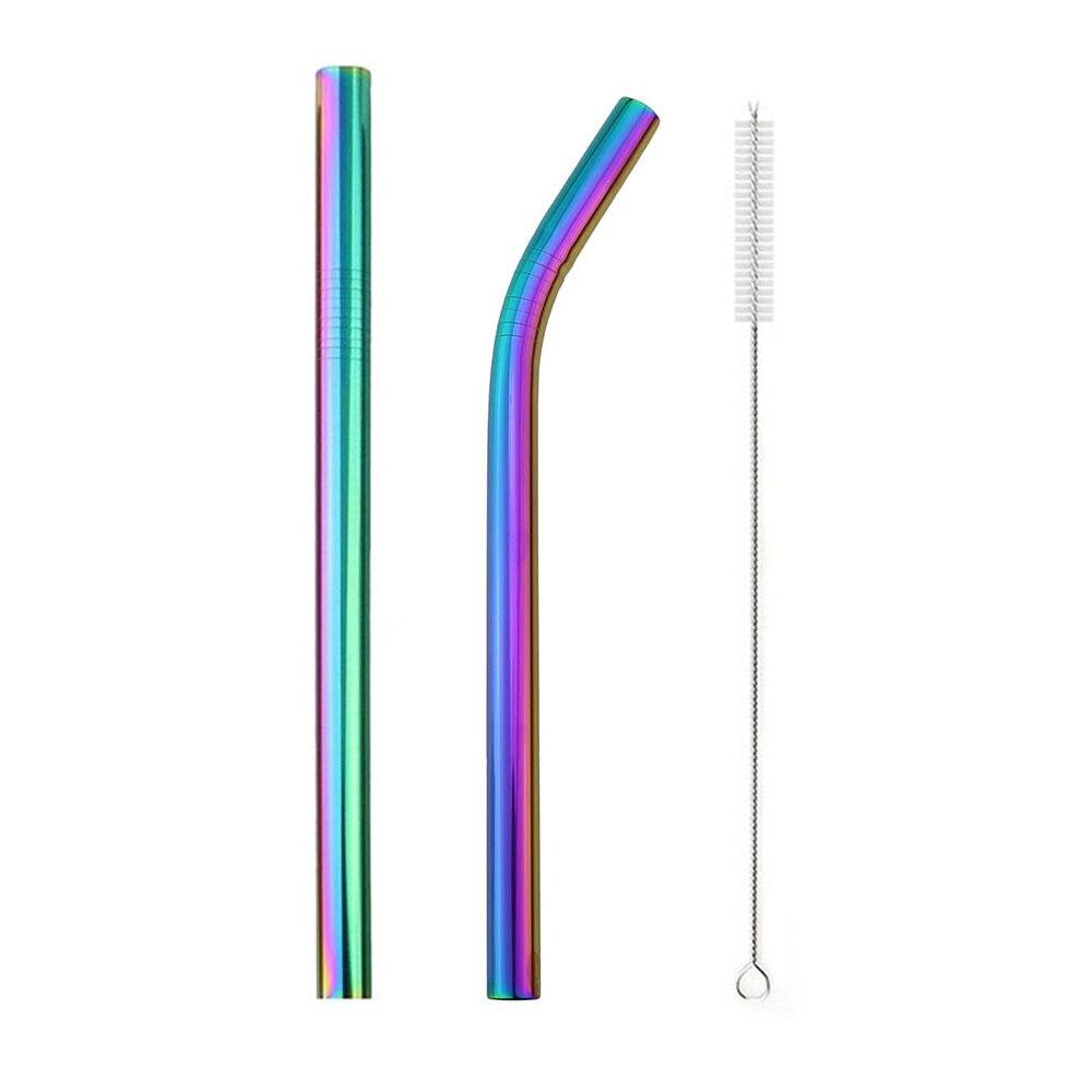 Drinking Straws Travel Set Reusable Stainless Steel Straws Extra Wide 12MM Metal Straw With Cleaner Brush Portable Bag