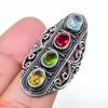 Natürlicher Granat, Peridot Edelstein 925er Sterling Silber Schmuck Ringgröße 8 AR-16998