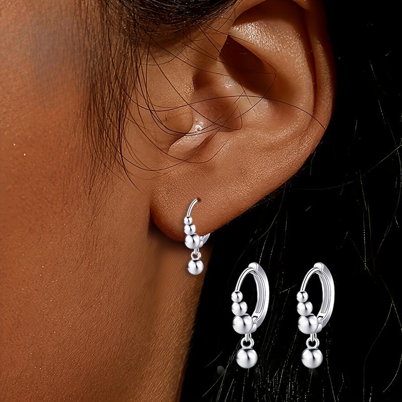 2pcs Round Bead Earrings for Women, Featuring a Unique And Elegant Geometric Design, Perfect for Everyday Wear And Special Occasions Like Holidays