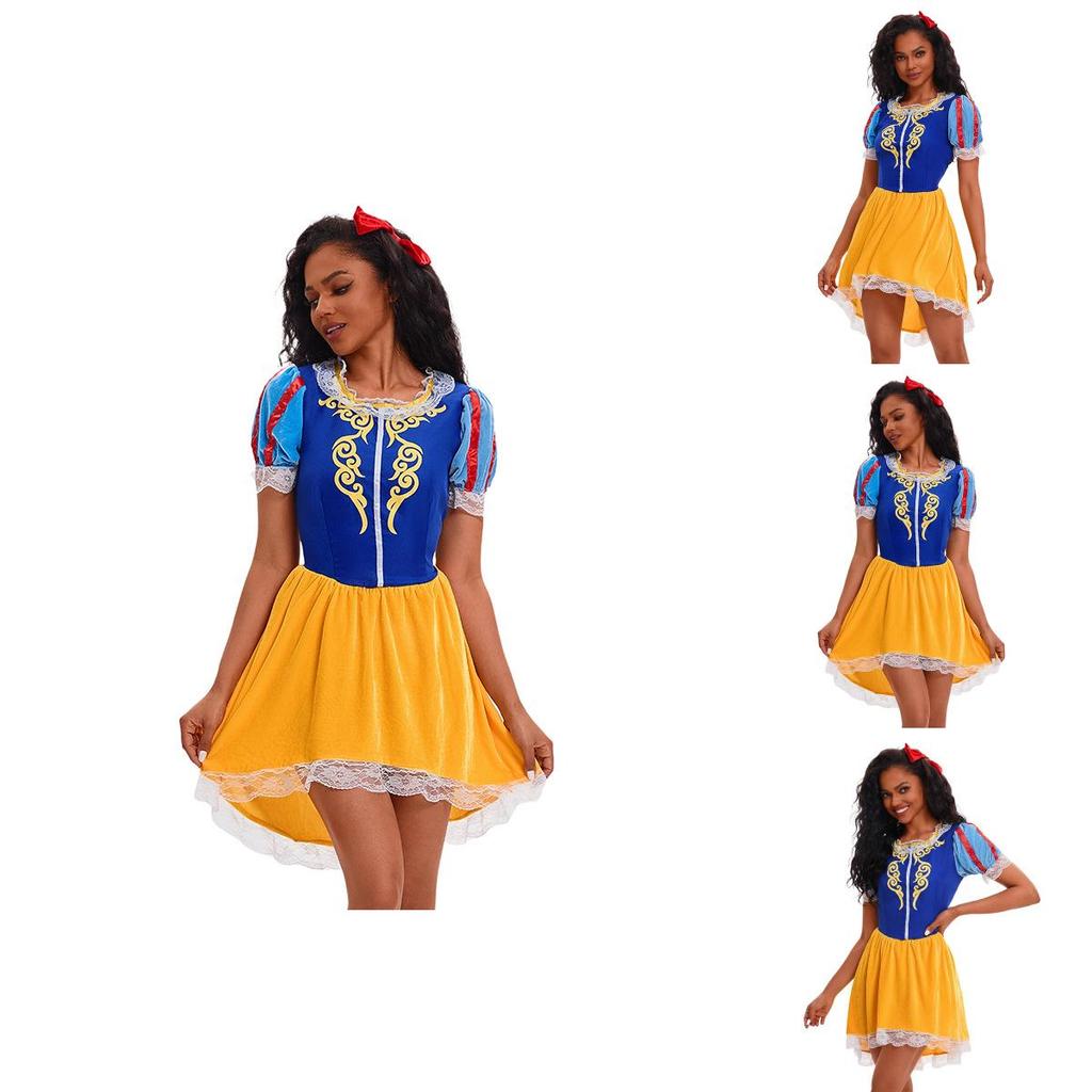 Elegant Halloween Snehvide Kjole Cosplay Kostume Til Voksne Med Tilbehør