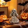 Haunted House Decoration Halloween Ghost Figurine, Scary Face Statue, Resin Spooky Figurine White for Indoor Home, Office, Desk Decor Outdoor Ornament