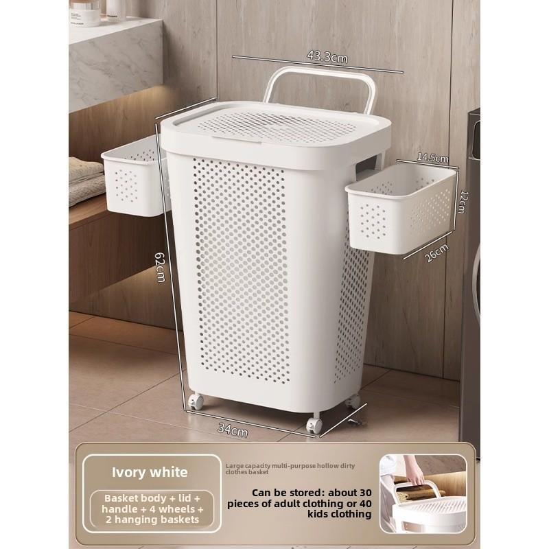 Large Capacity Laundry Hamper with Lid - Dirty Clothes Storage Basket for Bathroom