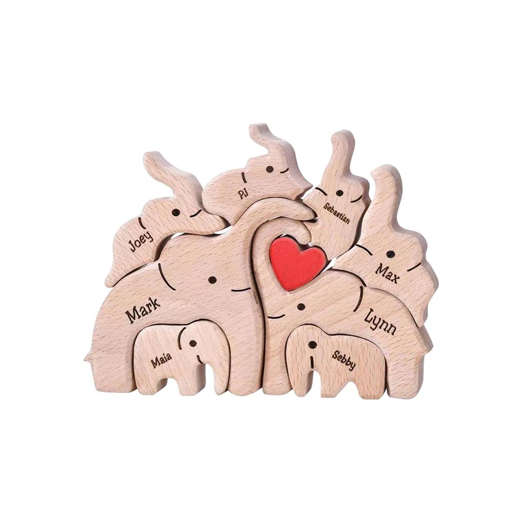 Family Wooden Sculpture Crafts Decoration Wood Carving Living Room Tabletop Ornament