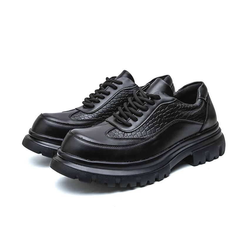 Herren Punk Stiefel Brogues Business Aufzugsschuhe Schwarze Braune Lederschuhe Dicke Sohle Plateau Schuhe Übergröße