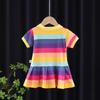 Stylish Infant Girls' Summer Dress: Lapel, Striped, Pleated Skirt for Ages 1-3