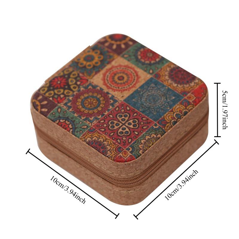 Cork Jewelry Box Vintage High-end Portable Small Travel Earrings Necklace Ring Storage Box