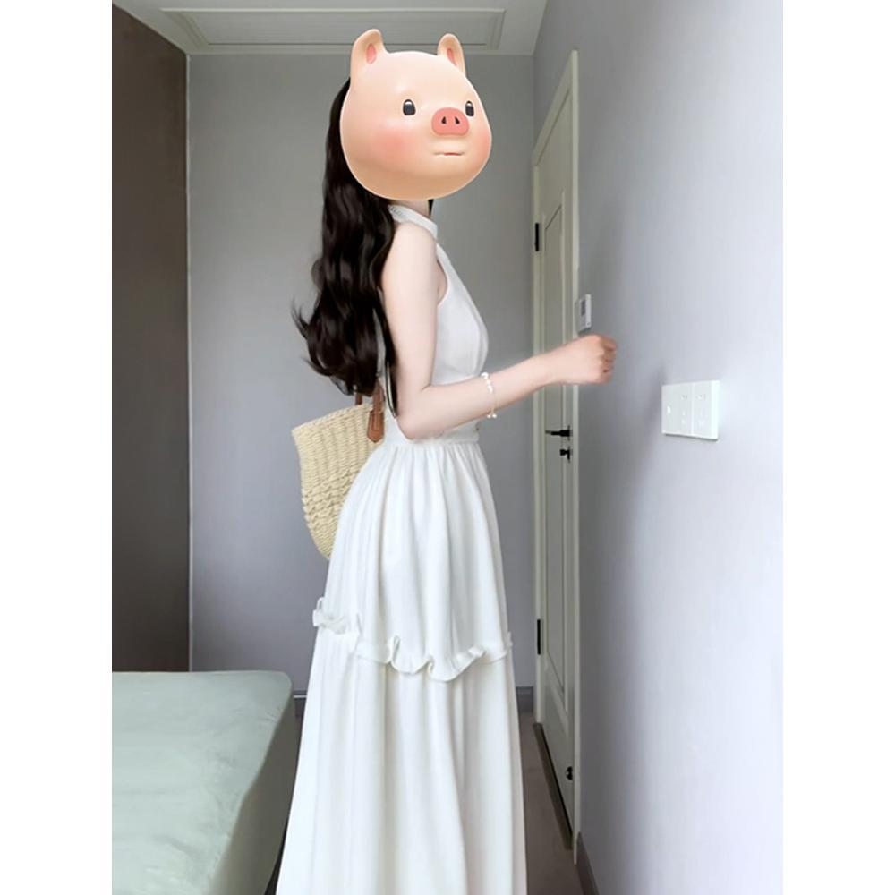 Beautiful skirt, high-end waist sleeveless neck dress, women's summer new French temperament
