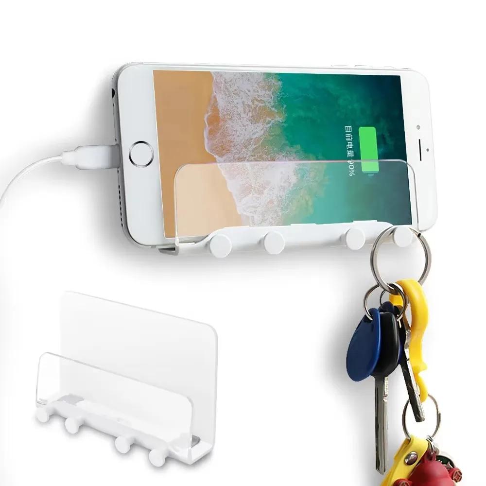 

Oatsbasf Wall Mounted Phone Holder Tablet Bracket with 3M Tapes Phone Holder for Shower for iPhone iPad Phone stand for Key hook