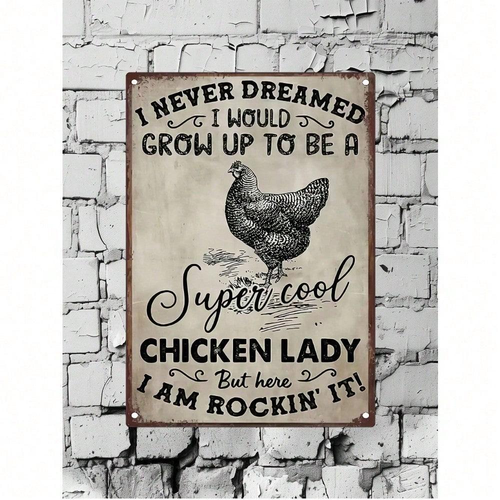Funny Chicken Lady Metal Tin Sign Vintage Farmhouse Decor Kitchen Wall Art 20x30cm разноцветный