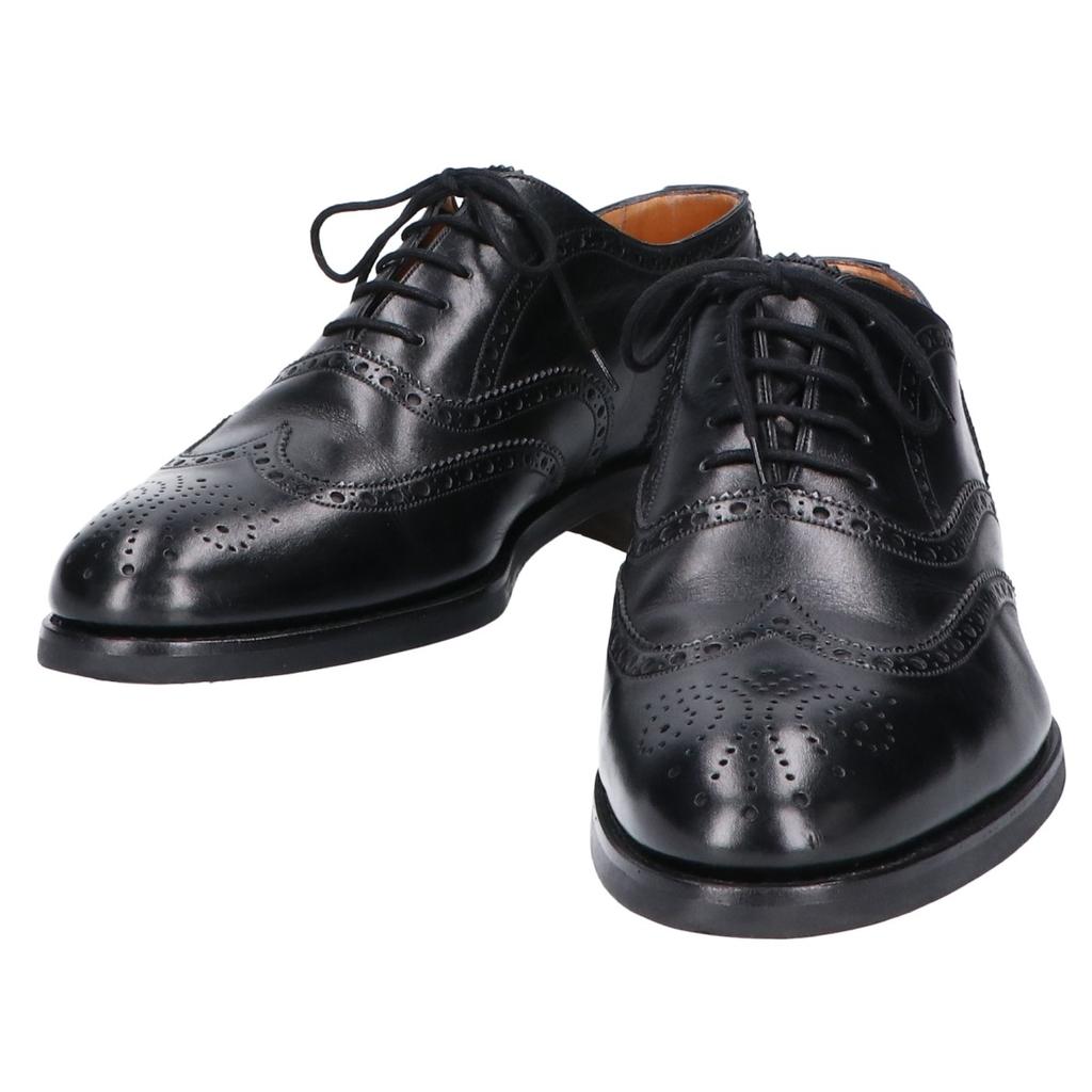 YANKO 104634 Full Glove Wingtip Leather Shoes 7 1/2 blackUsed