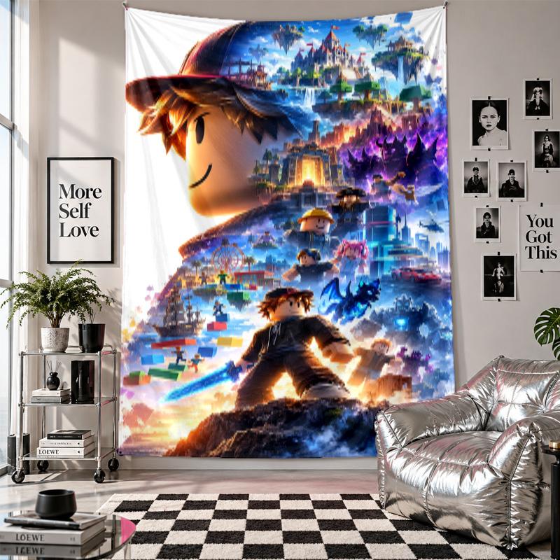 Wall TapestryRoblox Art Hanging Cloth Decorative Background Cover for Room Decoration