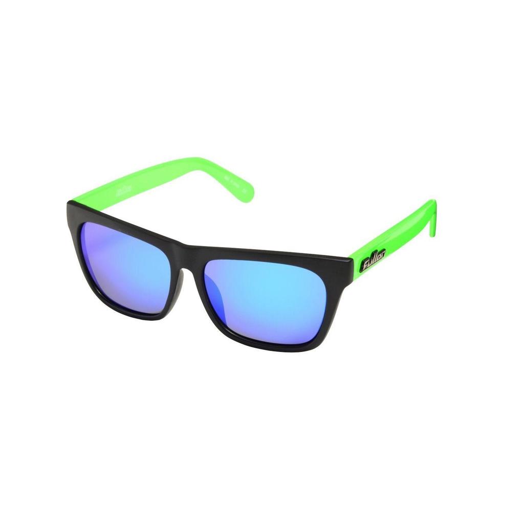 Used New FULLON Eyewear Sunglasses FBL 043-9 Matte Black/Matte Green (Rubber Finish) Blue Mirror Polarized