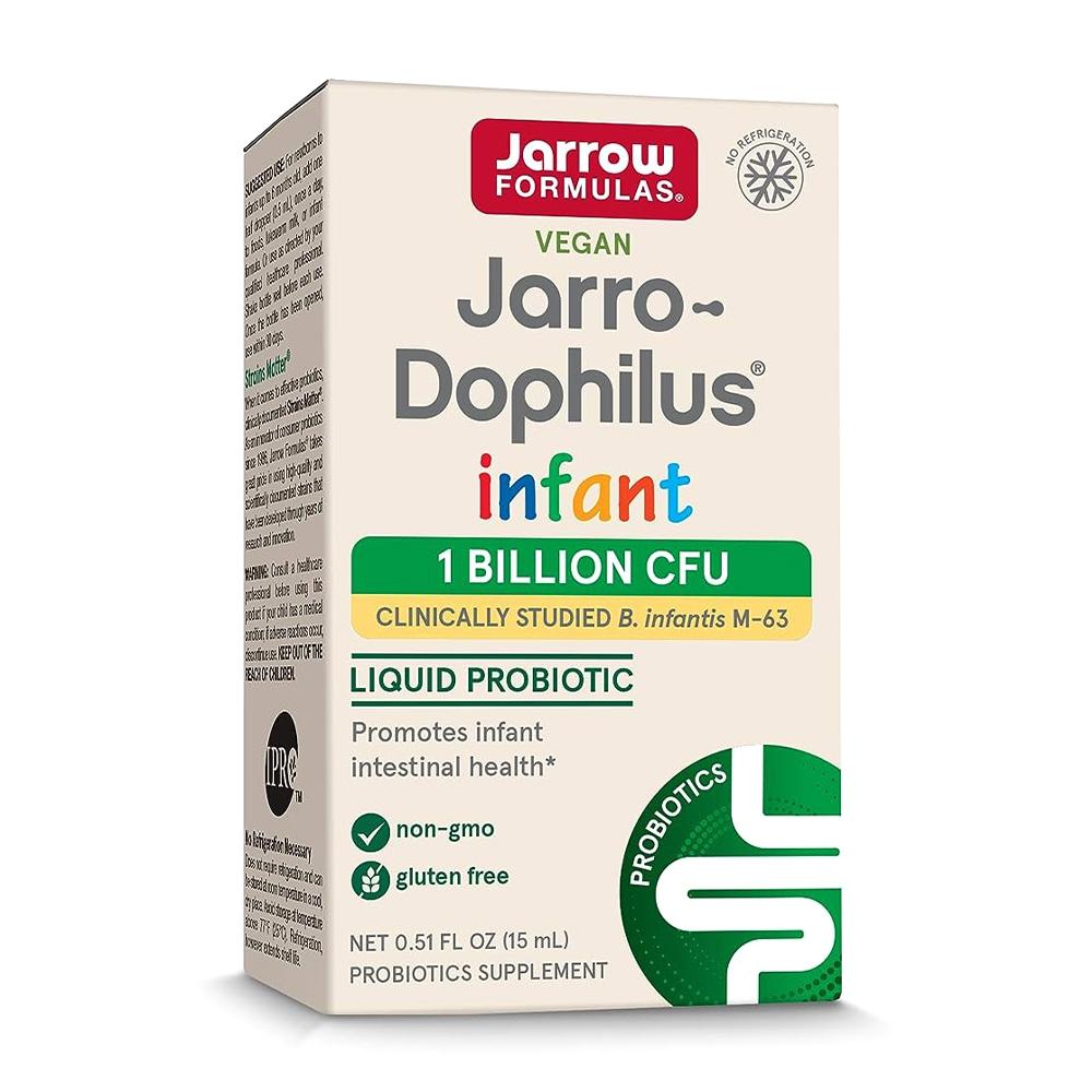 

Веганський рідкий пробіотик для немовлят Jarro-Dophilus 1 мільярд КУО, 0,51 рідкої унції