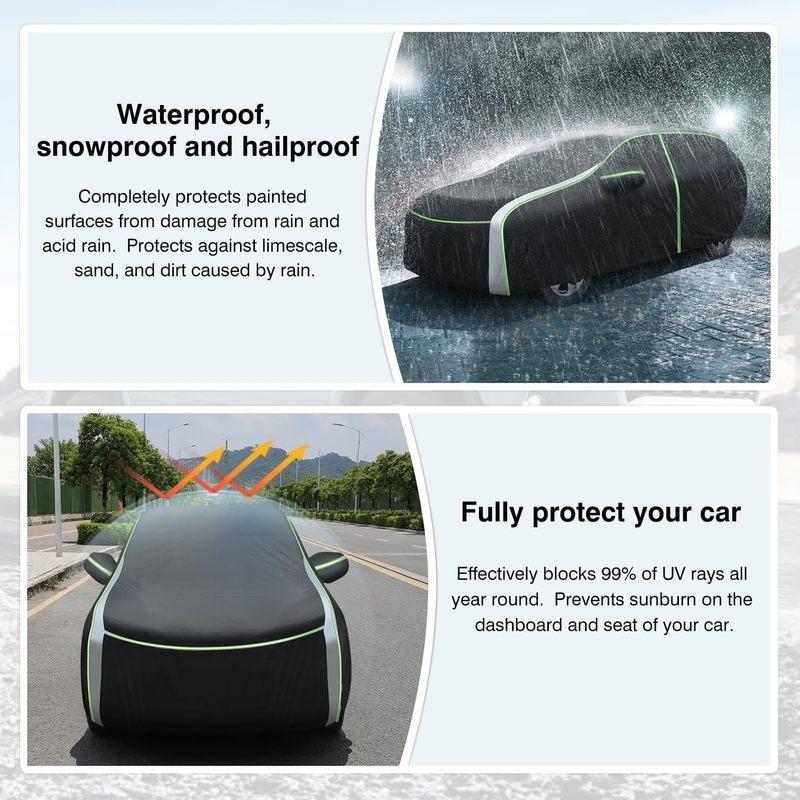 Universal SUV Car Cover for Toyota RAV4 1994-2026, Waterproof Oxford with Zipper & Reflective Strips
