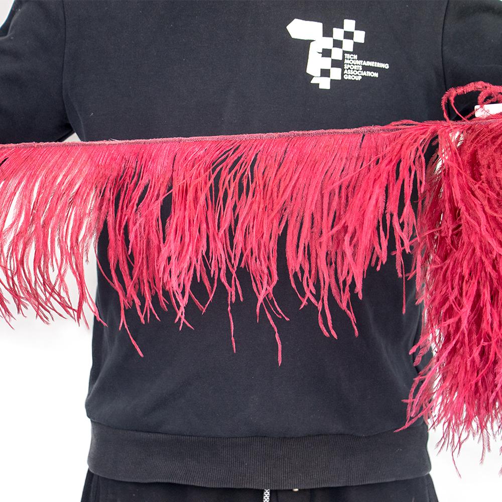 Feather1 Meter  White Ostrich Feathers Trim Fringe 8-22cm Natural Ostrich Feather Ribbon for Wedding Party Clothing Decoration Plumes