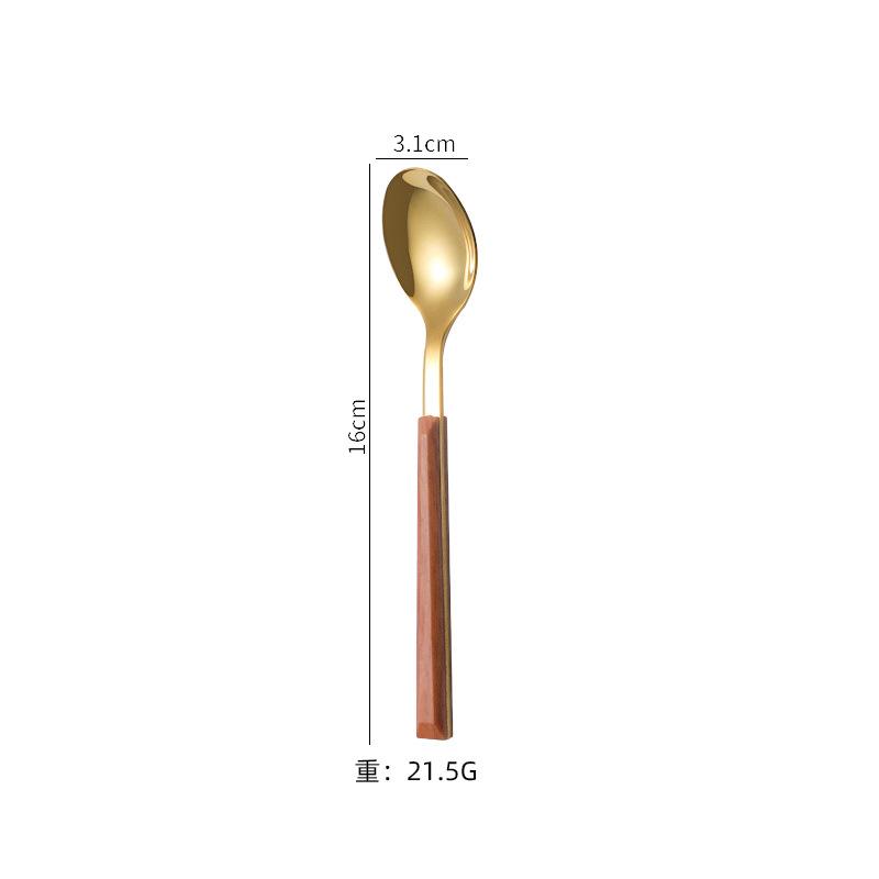 Ins tableware Internet celebrity 304 stainless steel knife and fork imitation wood grain handle steak knife and fork gift box set dessert spoon