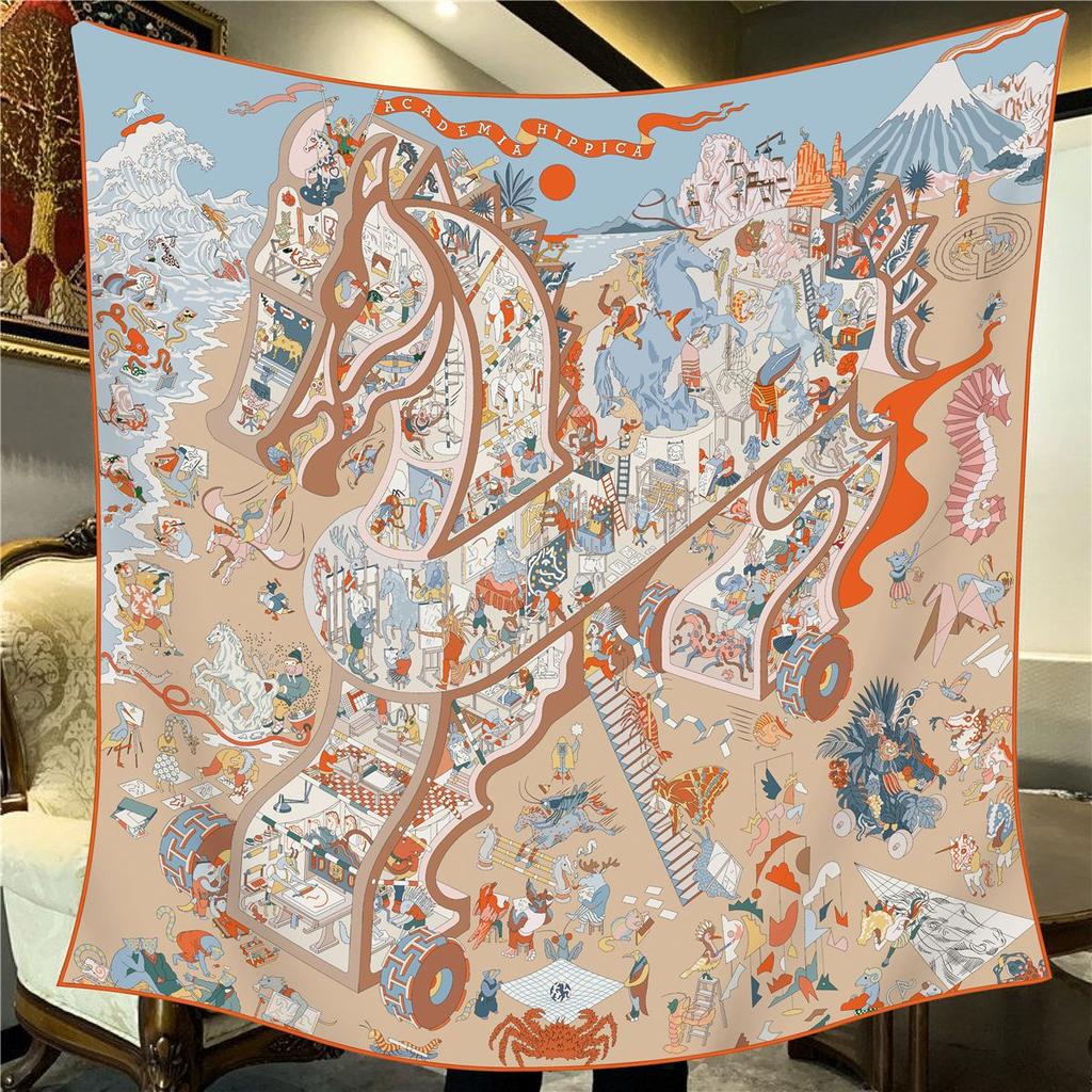 Sciarpa Quadrata da Donna in Finta Seta e Lana 110X110M Elegante Chic Lusso Regalo di Natale Compleanno Festa Ufficio Wrap Quotidiano