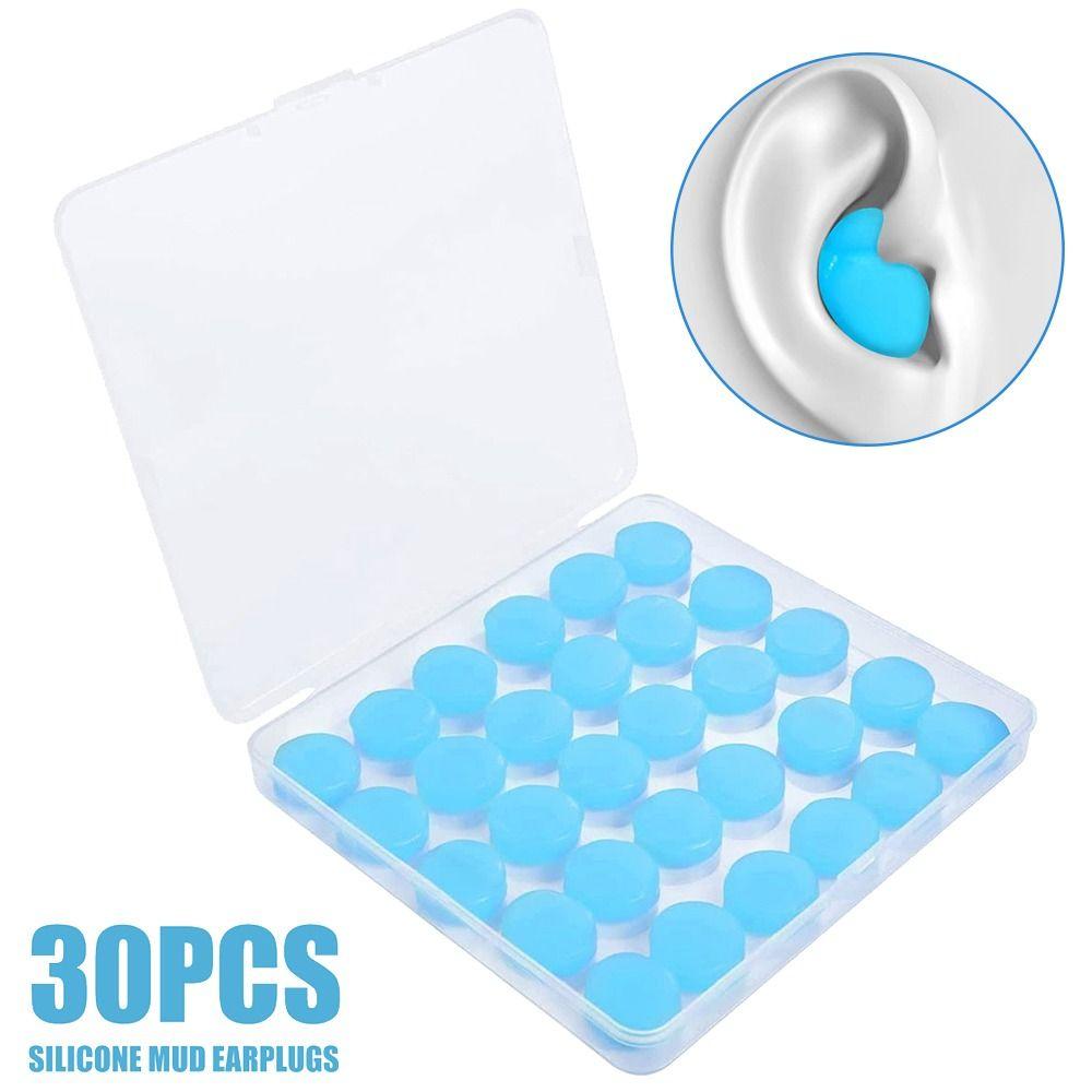 30Pcs Flexible Noise Reduction Earplugs Silicone Sound Insulation Earplug  for Sleeping Swimming