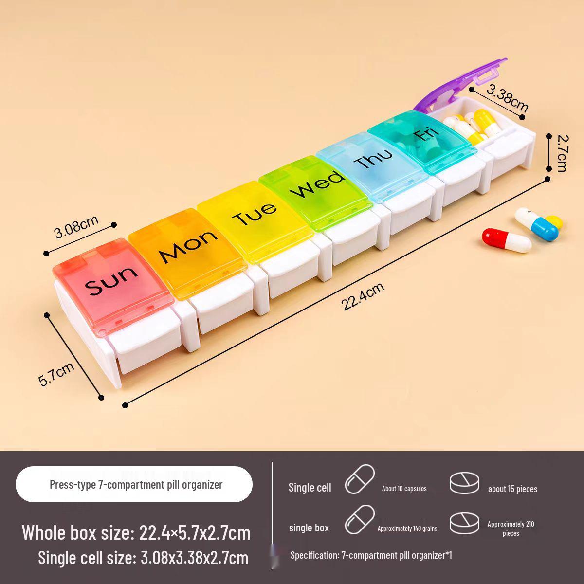 

Знімний пігульничник з кнопкою - Портативний прозорий дозатор на 7 та 14 відділень