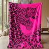 Pink Leopard Bow Frame 1 Theme blanket Lightweight Warm Flannel Blanket Decorative Throw Blanket for Home Decoration