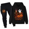 PB1649 Kids Boys Girls Halloween Ghost Printed Long Sleeves Hoodie Trousers Sets