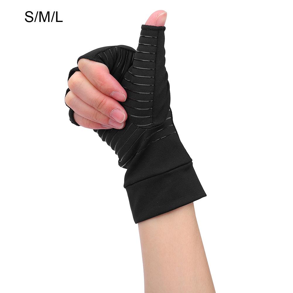 1 Pair Open Finger Arthritis Compression Gloves Copper Infused Content Therapy Gloves