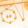 9mm Four-Leaf Clover Necklace Set Women Titanium Steel Minimalist Jewelry With Floral Design Lightweight Elegant Accessory