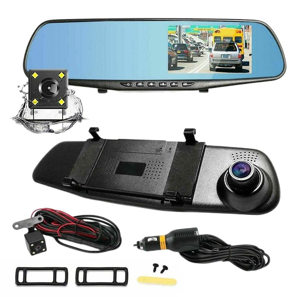 Car Video Recorder 170 Degree Wide Angle Dual Lens Automobile Data Recorder HD 1080P 4.3 Inch Auto Video Camera Built-in Speaker