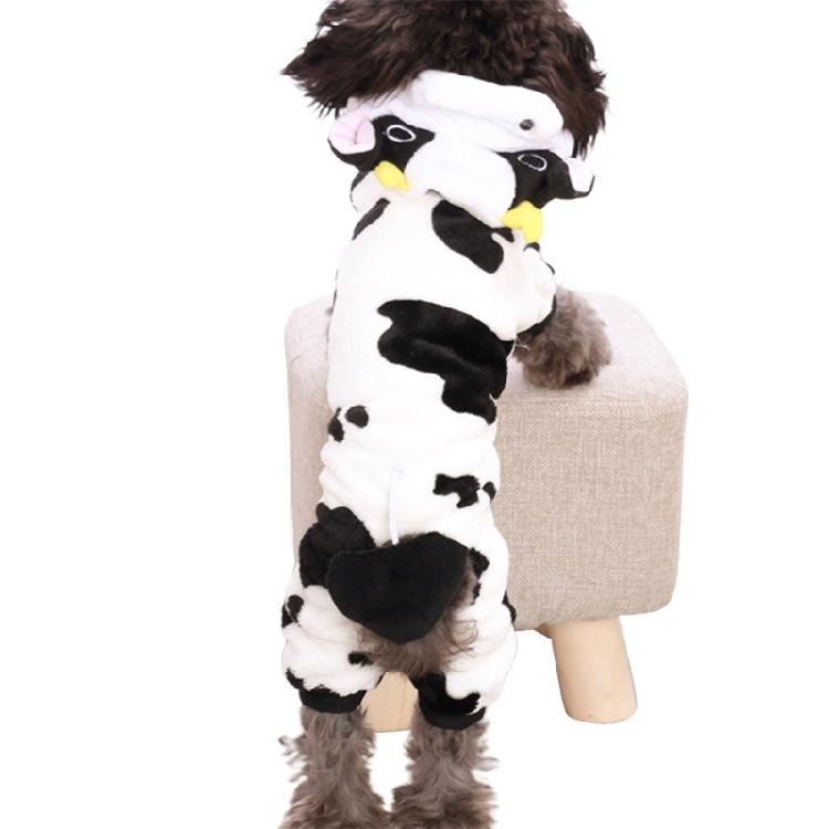 Hooded Dog Winter Coat Cow Pullover for Cold Weather Four-Legged Clothing