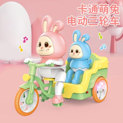 Tricycle électrique Petit Lapin Mignon Tricycle à Pas Musique Lumière Dessin Animé Tricycle Électrique Jouets pour Enfants