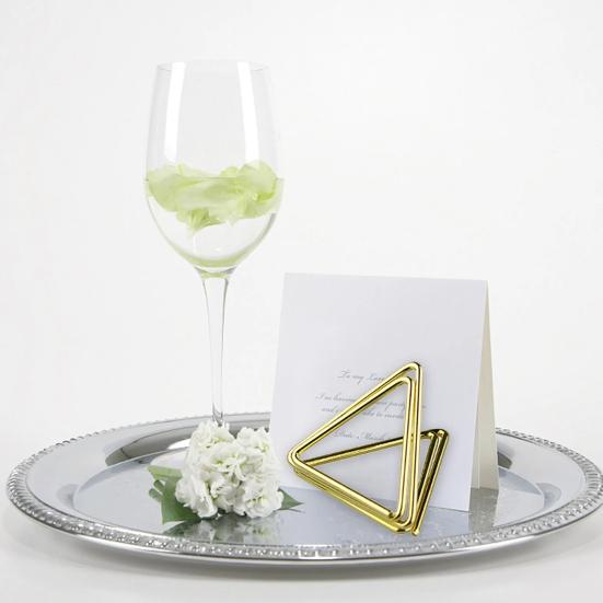 24Pcs Metal Card Holders Triangle Shape Golden Note Holders Table Name Card Clips for Wedding Party Wedding Reception Table Decor