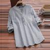 ZANZEA Women Long Sleeve V Neck Striped Button Up Casual Loose Blouse