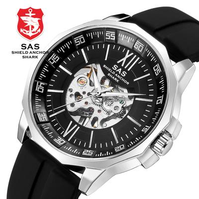 SAS Shield Anchor Shark Sports Men's Hollow Skull Dial Fashion Mechanical Watch