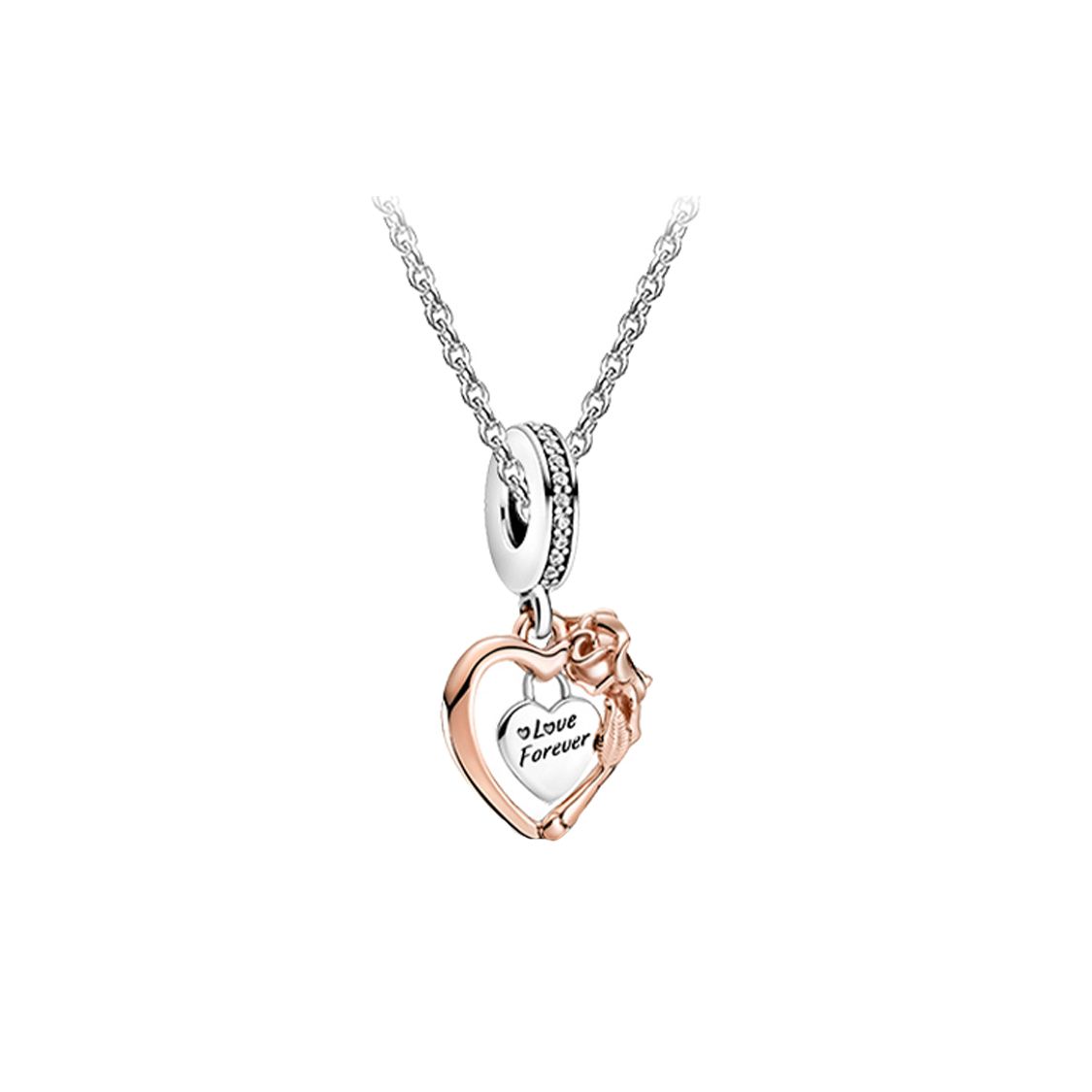 Pandora Heart And Rose Necklace Set Women necklaces Rose-Gold ZT1098