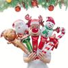 10-Pack Christmas Handheld Stick Aluminum Foil Balloons Suitable for Christmas Themed Party Decorations