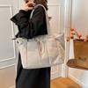 Large Capacity Nylon Tote Bag for Women Lightweight Shopping Shoulder Bag with Multiple Pockets and Zipper Closure for Daily Use