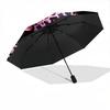 1pc Pink Leopard Heart Automatic Opening and Closing Folding Umbrella with 8 Iron Ribs - Portable, Foldable for Travel Yy251124111