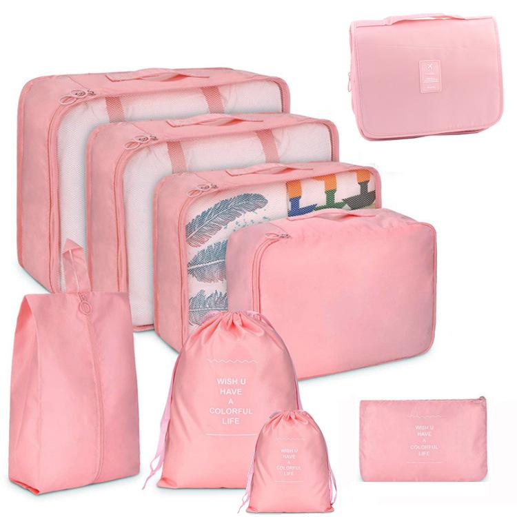 Sac de Rangement de Voyage Ensemble de Neuf Pièces, Trousse de Toilette, Classification des Vêtements, Ensemble de Rangement pour Bagages Ensemble de 9 Pièces