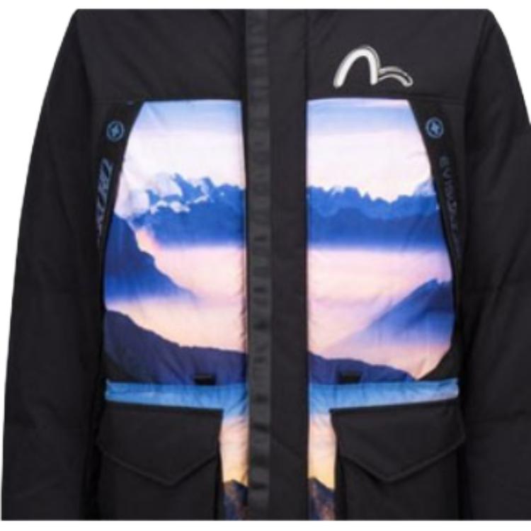 EVISU Down Jackets Men's Black Hooded Moderate Other 2EAGNM1NC730XXPL