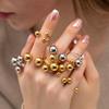 Golden And Steel Spherical Personality Ring For Women Large And Small Ball Design High-End Minimalist Niche Accessory
