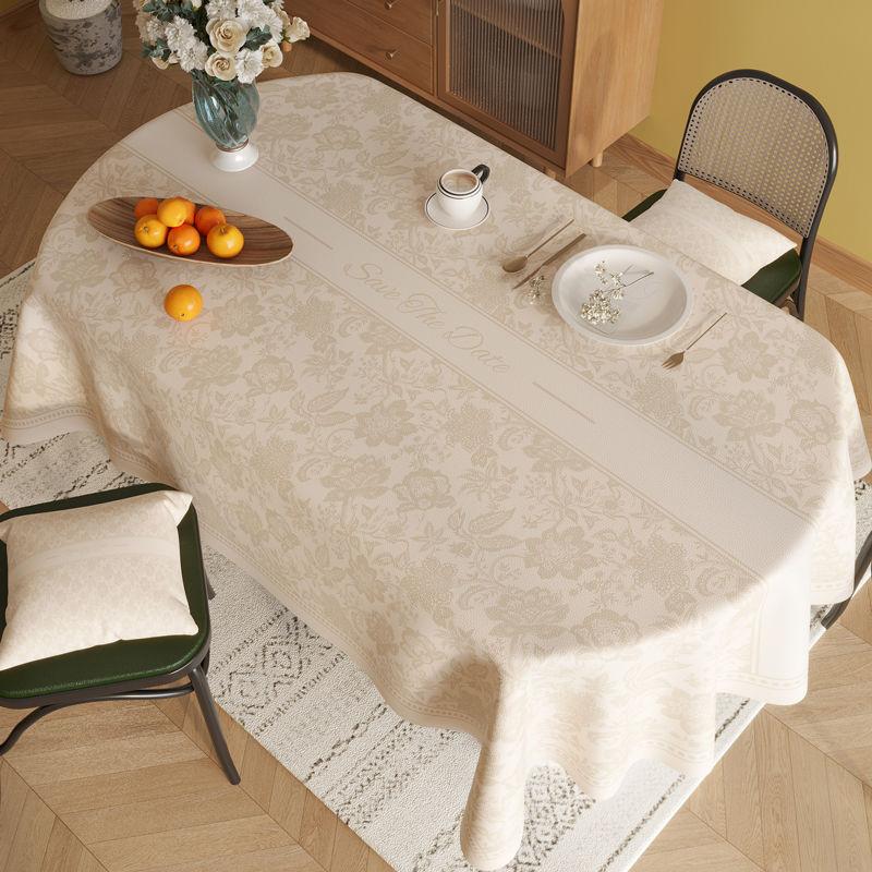 Oval Dining Table Tablecloth Waterproof, Oil-Proof And Anti-Scalding Leave-In Tablecloth Pvc Cartoon Cream Coffee Table Cloth Oval Tablecloth