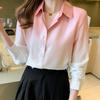 Mode Langarm Büro Dame Drehen Unten Kragen Chiffon Bluse Shirt Frauen Tops J603