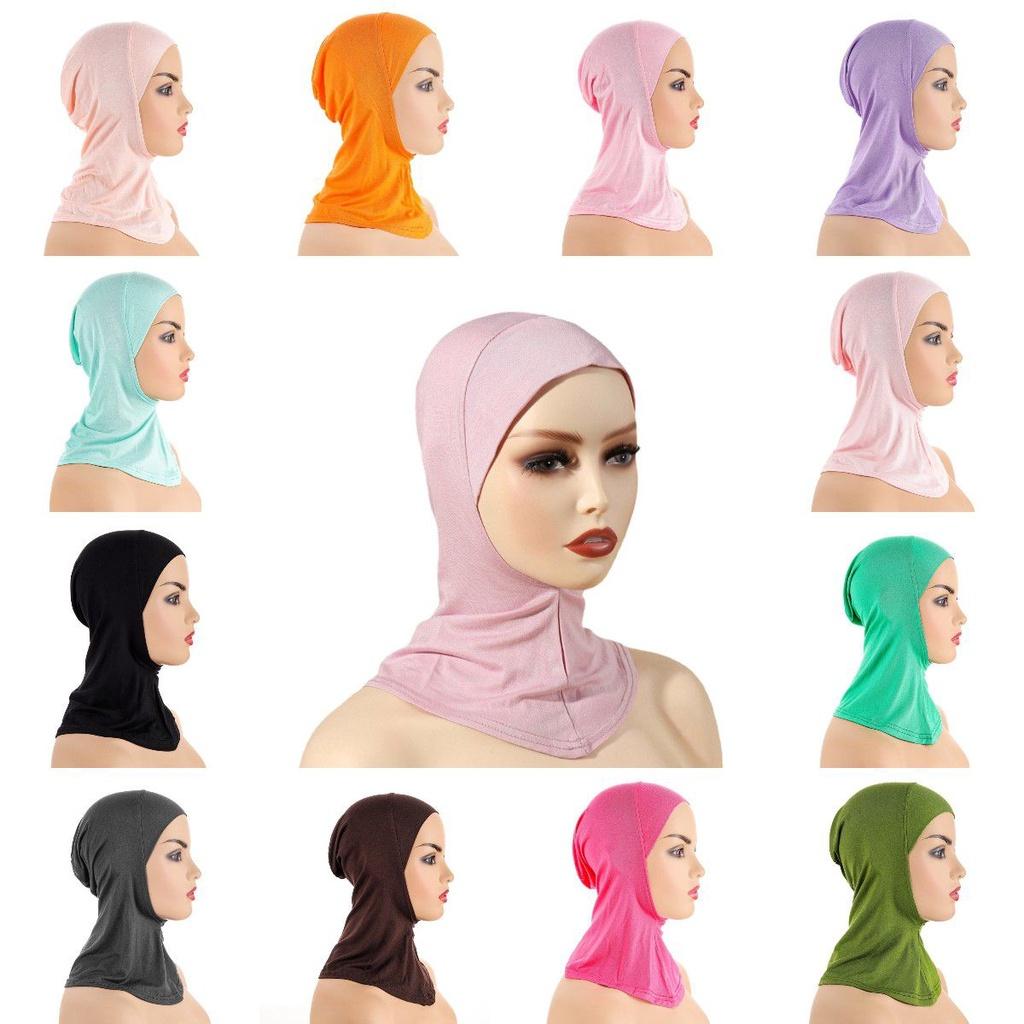 Women's Black Hijab Scarf Muslim Islamic Modal Solid Color Neck Head Under Scarf Cap