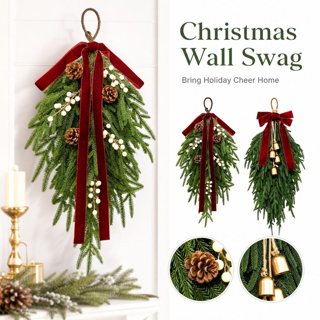 60 Pcs Artificial Christmas Wall Hanging Door Decorations for Home Holiday Decor