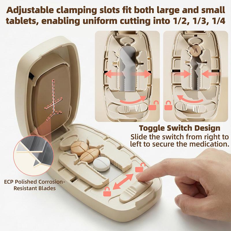 Rectangular Pill Cutter Available In 3 Colors Cuts Pills Into Multiple Sizes Meet Daily Medication Needs Compact Portable Ideal
