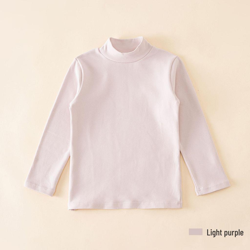 2024 Kids' Warm Long-Sleeve Mid-Collar Cotton T-Shirt for Autumn & Winter