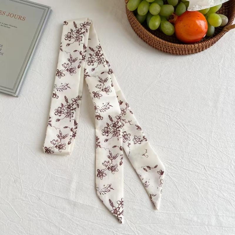 Vintage Blumen Pünktchen Vichy Schal Seidenähnliches Halstuch Haarband Tasche Band Für Damen Tägliches Tragen
