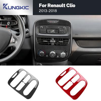 Dla Renault Clio 4 2013 2014 2015 2016 2017 2018 Naklejka z prawdziwego miękkiego włókna węglowego LHD RHD Akcesoria do panelu sterowania centralnego samochodu