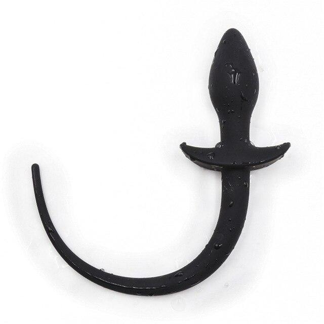Black Silicone Puppy Tail Anal Plug Pet Play Kink Fetish Restraints Non Vibrating Butt Plugs